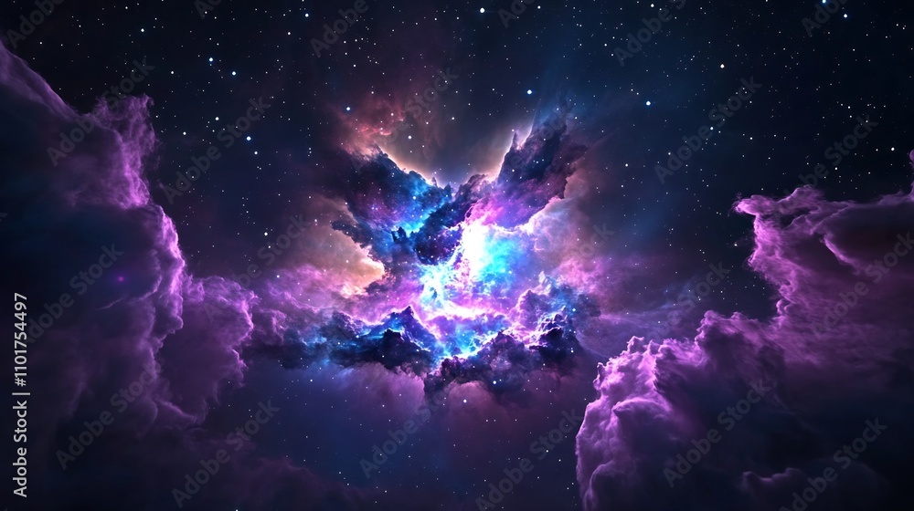 Captivating Cosmic Encounter:Vibrant Galaxy with Swirling Nebulae and Scattered Stars Captivating Cosmic Encounter:Vibrant Galaxy with Swirling Nebulae and Scattered Stars