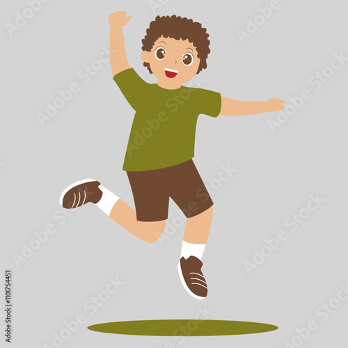 Happy boy jumping illustration