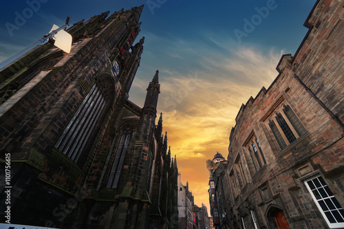 Edinburgh , Scotland - November 26, 2024: The Royal Miles Street in the heart of Edinburgh old towns.