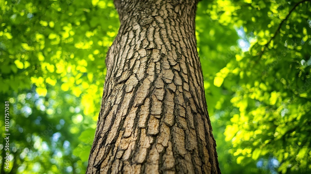Obraz premium Textured Tree Trunk with Intricate Bark Patterns in a Natural Landscape