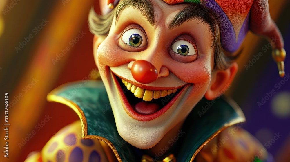 A Joyful Jester Character Digital Art Portrait A Joyful Jester Character Digital Art Portrait