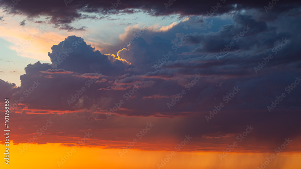 Dramatic clouds background photo. Partly cloudy sky at sunset or sunrise Dramatic clouds background photo. Partly cloudy sky at sunset or sunrise