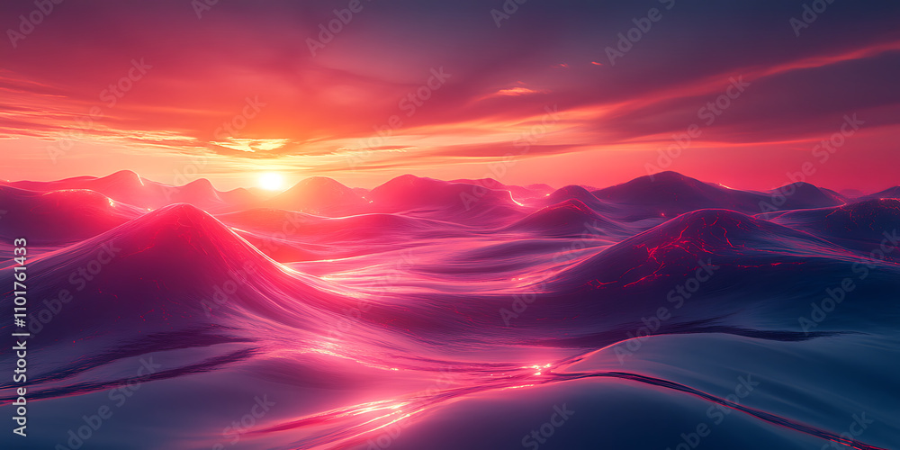 Dreamlike scene of pastel waves merging into the sky, meeting a vibrant neon horizon, while floating geometric figures hover above a reflective ground, symbolizing ethereal realms and expanded conscio Dreamlike scene of pastel waves merging into the sky, meeting a vibrant neon horizon, while floating geometric figures hover above a reflective ground, symbolizing ethereal realms and expanded conscio