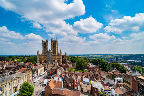 View of Lincoln Cathedral from Lincoln Castle in Lincoln, UK photo