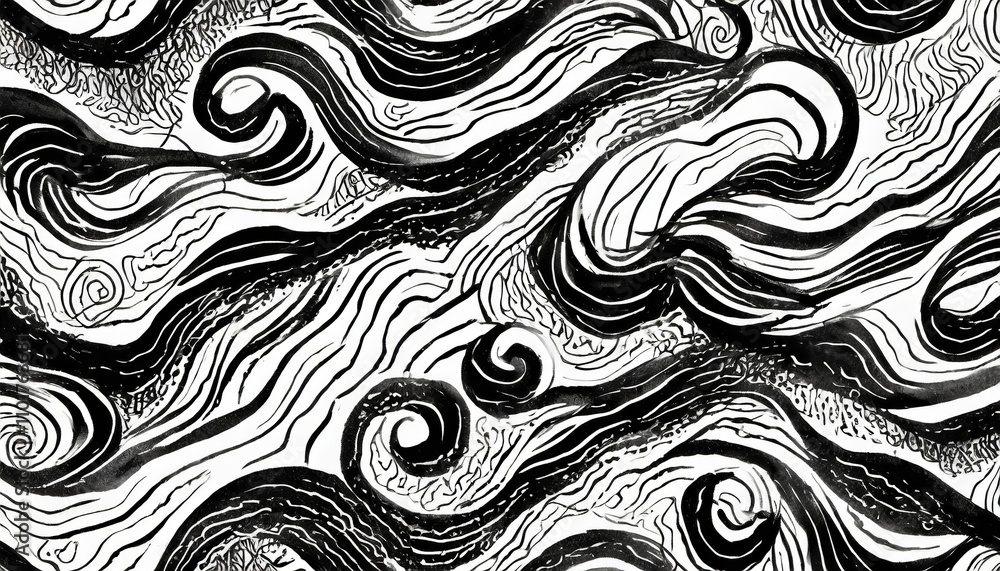 Dynamic seamless pattern with wavy and swirled brush strokes, featuring bold curved lines, artistic squiggles, and a vibrant modern design perfect for creative backgrounds and stylish decor. Dynamic seamless pattern with wavy and swirled brush strokes, featuring bold curved lines, artistic squiggles, and a vibrant modern design perfect for creative backgrounds and stylish decor.