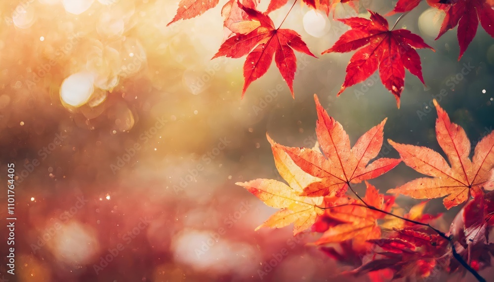 Beautiful web banner design for autumn season and year-end activities, showcasing vibrant red and yellow maple leaves. Perfect for seasonal promotions, sales, or fall-themed online Beautiful web banner design for autumn season and year-end activities, showcasing vibrant red and yellow maple leaves. Perfect for seasonal promotions, sales, or fall-themed online
