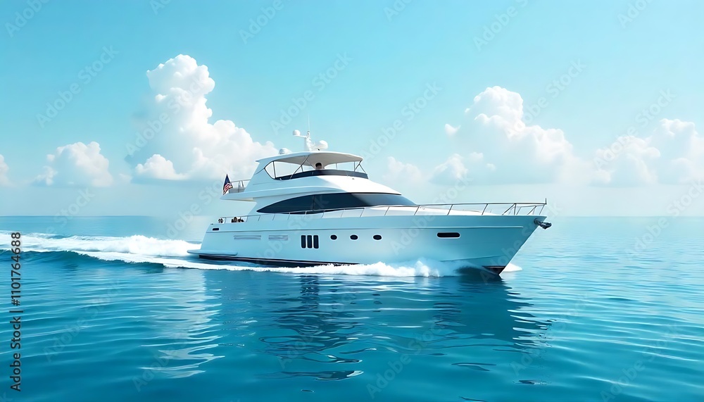 Luxurious Yacht Cruising on Calm Blue Ocean Waters. Generator AI Luxurious Yacht Cruising on Calm Blue Ocean Waters. Generator AI
