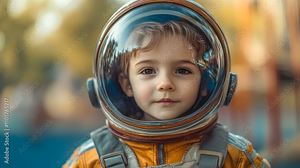 Child Astronaut Playground Imagination Science Fiction Day Heartwarming Candid Photo Stock Concept Child Astronaut Playground Imagination Science Fiction Day Heartwarming Candid Photo Stock Concept