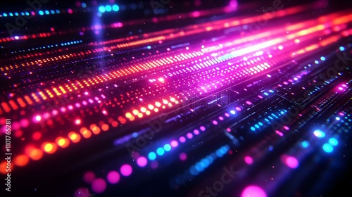 Glossy Metallic Surface with Holograms and Data Streams for Sci-Fi Concept Background