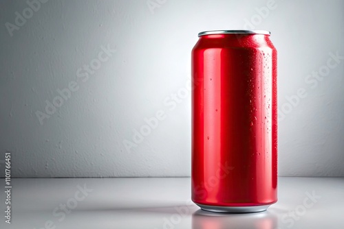 Refreshing Red Drink Can on Clean White Background - Perfect for Beverage Advertising and Product Display