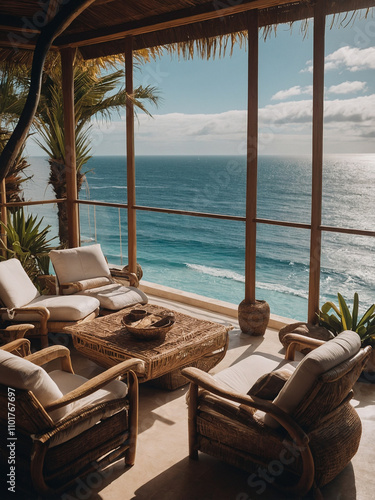 a serene wellness retreat offering exclusive spa treatments with ocean views and organic cuisine.