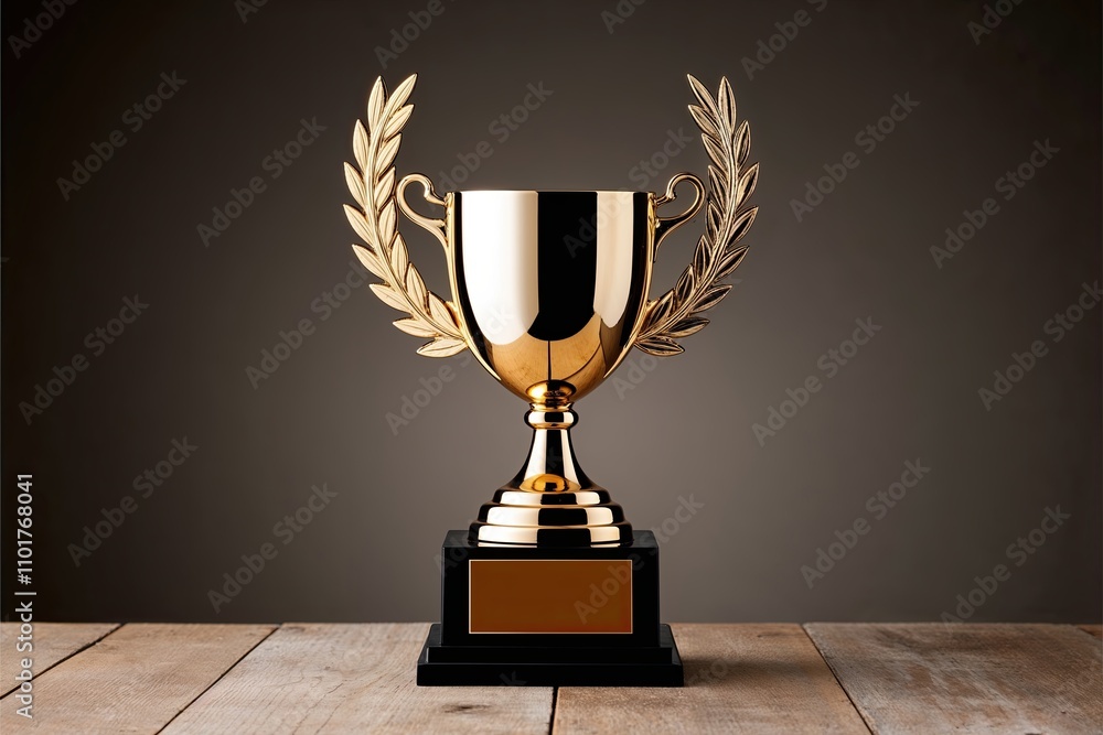 Elegant Trophy Design Adorned with Laurel Leaves for Awards and Recognition Elegant Trophy Design Adorned with Laurel Leaves for Awards and Recognition