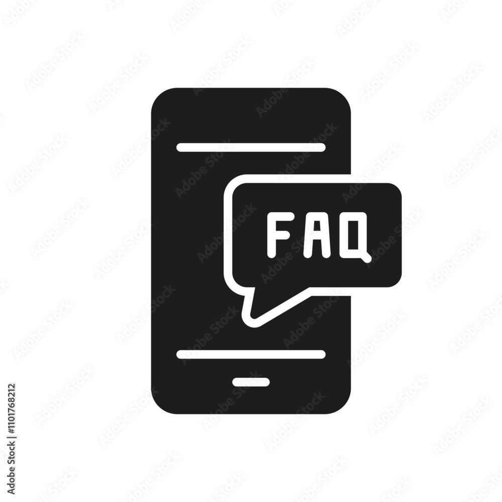 Mobile FAQ and Support Silhouette Icon for Customer Assistance and Help. Online Support and Communication Glyph Symbol. Isolated Vector Illustration Mobile FAQ and Support Silhouette Icon for Customer Assistance and Help. Online Support and Communication Glyph Symbol. Isolated Vector Illustration