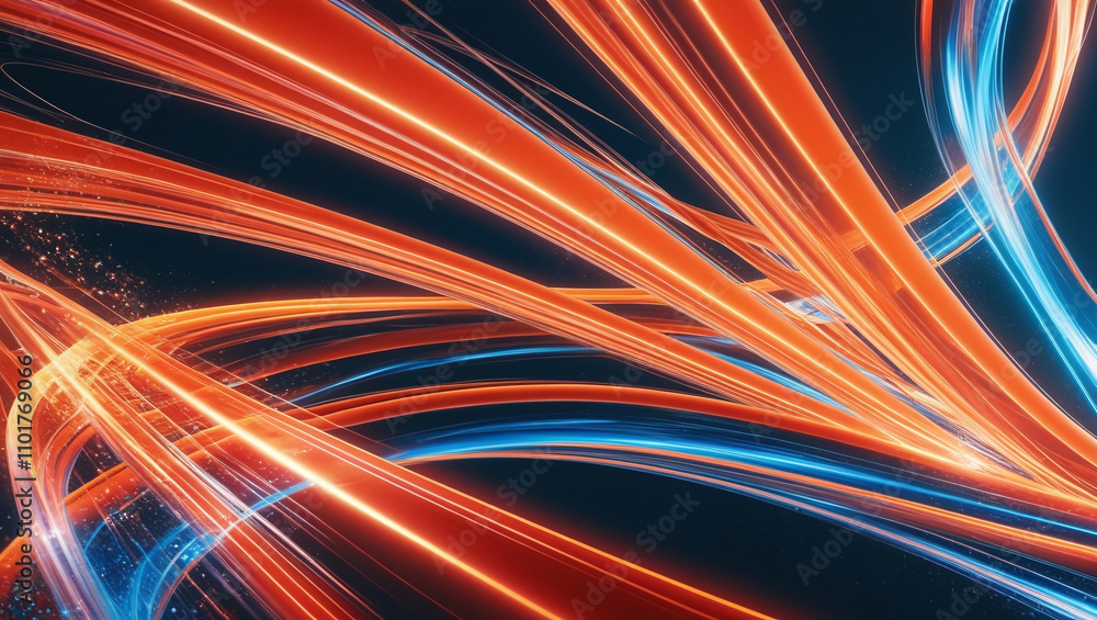Computing, Data Processing and Transfer, Neon Curvy Lines Moving at High Light Speed Computing, Data Processing and Transfer, Neon Curvy Lines Moving at High Light Speed