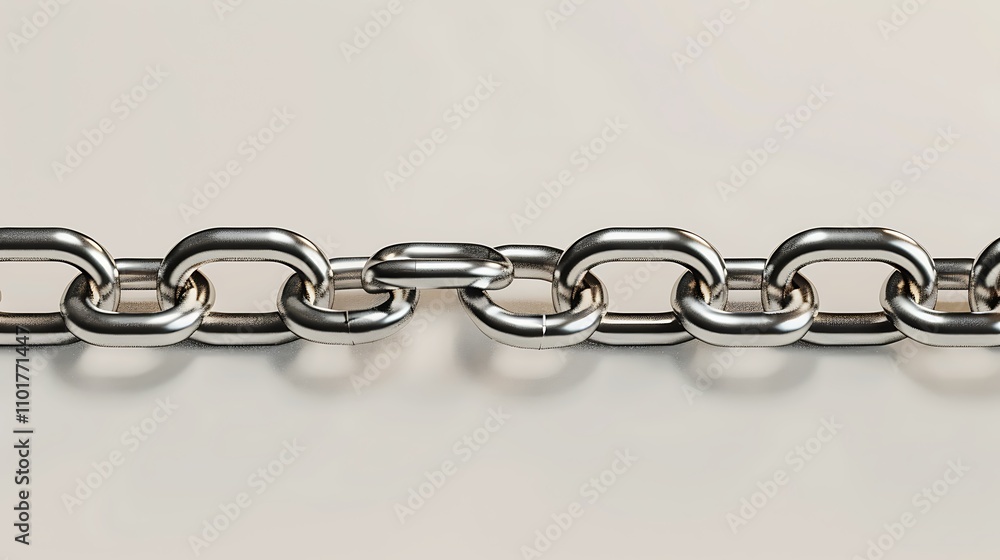 Fototapeta premium A close-up view of a metallic chain link, showcasing its shiny surface and interlocking design.