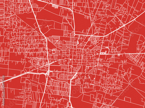 Christmas Map of Texcoco de Mora, Mexico in Snowy White on Festive Red Background. photo