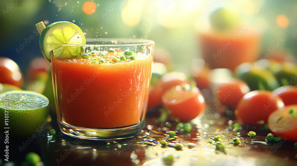 Fototapeta premium Refreshing Tomato Juice with Lime