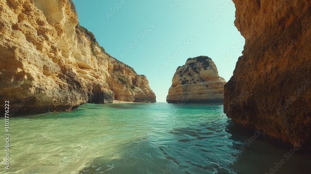 Coastal Cliffs Frame Secluded Turquoise Beach Cove Coastal Cliffs Frame Secluded Turquoise Beach Cove