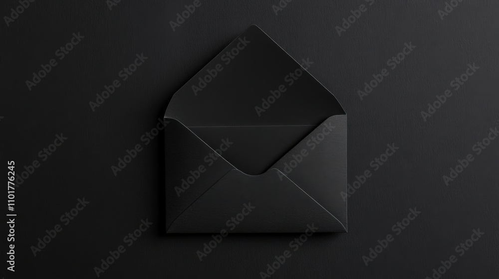 Black Envelope Mockup: Dark Greeting Card in Envelope for Black Friday Sale Black Envelope Mockup: Dark Greeting Card in Envelope for Black Friday Sale
