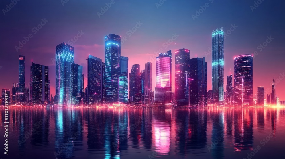 Fototapeta premium Spectacular skyline of a big modern city. 