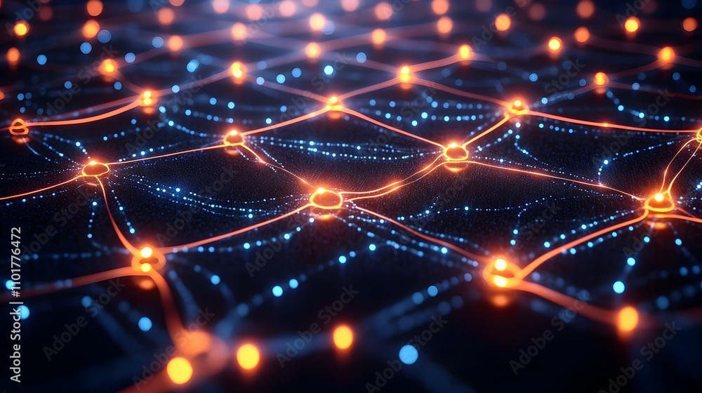 Fototapeta premium Glowing Neural Network Macro Symbolizing Insight and Intellectual Epiphany