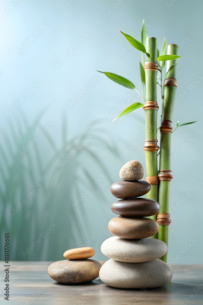 Serene Glossy Background Zen Stones Bamboo Plants Spa Wellness Retreats with Copy Space for Branding Serene Glossy Background Zen Stones Bamboo Plants Spa Wellness Retreats with Copy Space for Branding