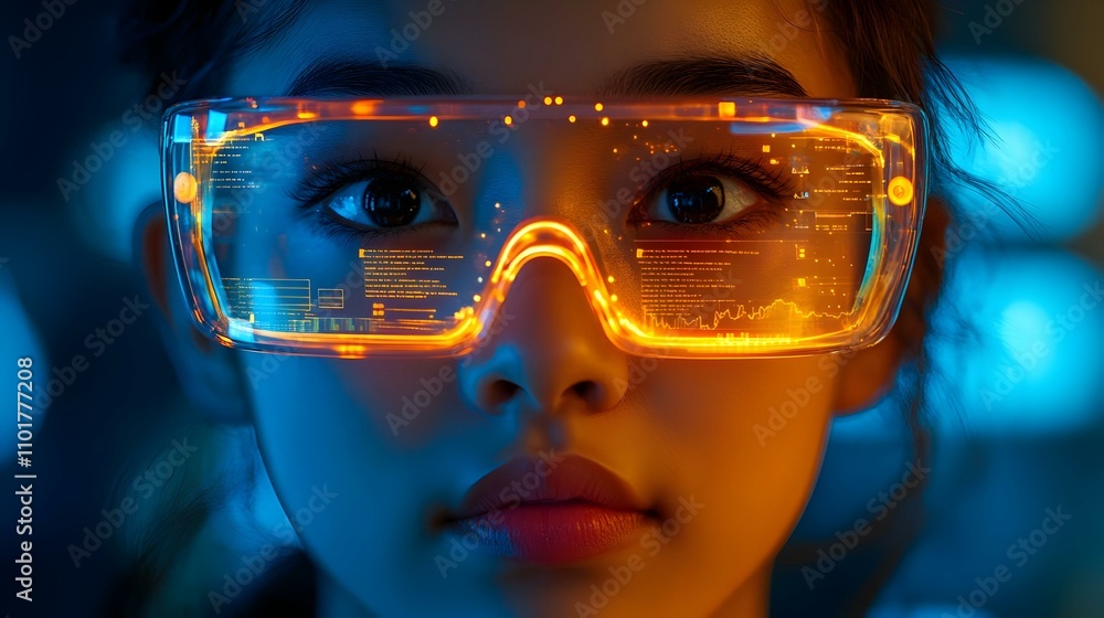 Close Up Macro of Business Analyst Using Augmented Reality for Innovative Data Analysis in Stock Photo Close Up Macro of Business Analyst Using Augmented Reality for Innovative Data Analysis in Stock Photo