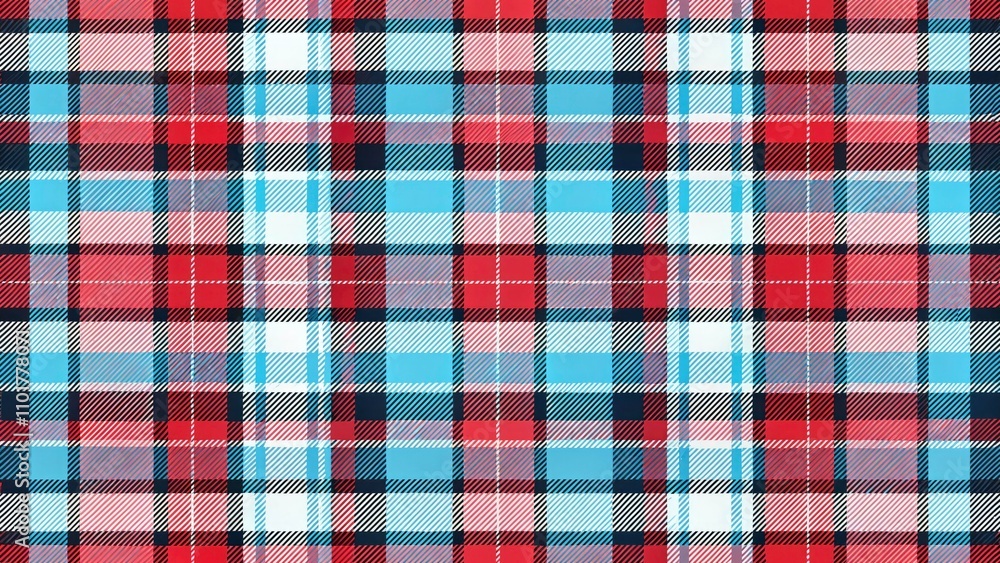 Tartan Seamless Plaid Pattern in Red, Black, Pale Blue, Pink, and White for Textile Design - Perfect for Fashion, Home Decor, and Crafting Projects Tartan Seamless Plaid Pattern in Red, Black, Pale Blue, Pink, and White for Textile Design - Perfect for Fashion, Home Decor, and Crafting Projects