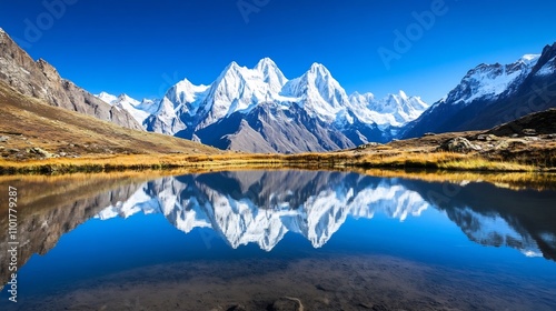 Wallpaper Mural Majestic Snow-Capped Peaks Reflected in Serene Alpine Lake Torontodigital.ca