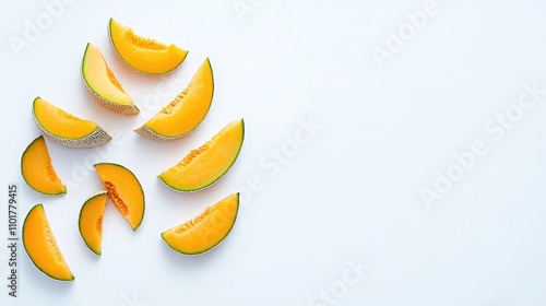 Fresh and Vibrant Slices of Ripe Melon on a Bright Background for Culinary and Food Content Creation and Food Styling Projects