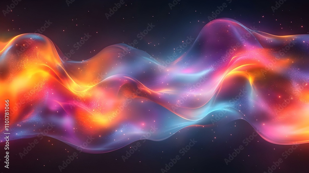 Glossy Holographic Waves with Digital Reflections for Science Fiction Promotions