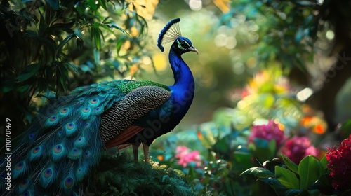 Wallpaper Mural Majestic Peacock Amidst Lush Tropical Foliage Torontodigital.ca