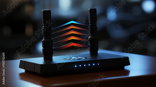 Close-up of a wireless network signal icon with full strength bars
