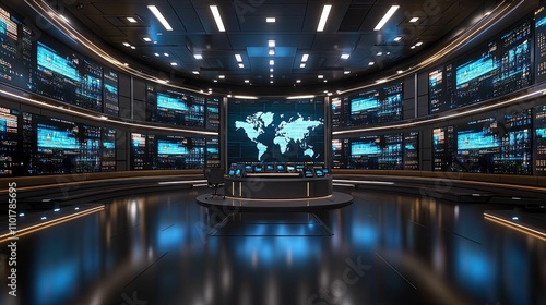 Modern Global Monitoring Control Center Room