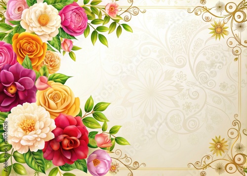 Wallpaper Mural Vintage Style Vector Design Invitation Card with Elegant Floral Elements, Perfect for Weddings, Parties, and Celebrations on a Clean White Background with Ample Copy Space Torontodigital.ca