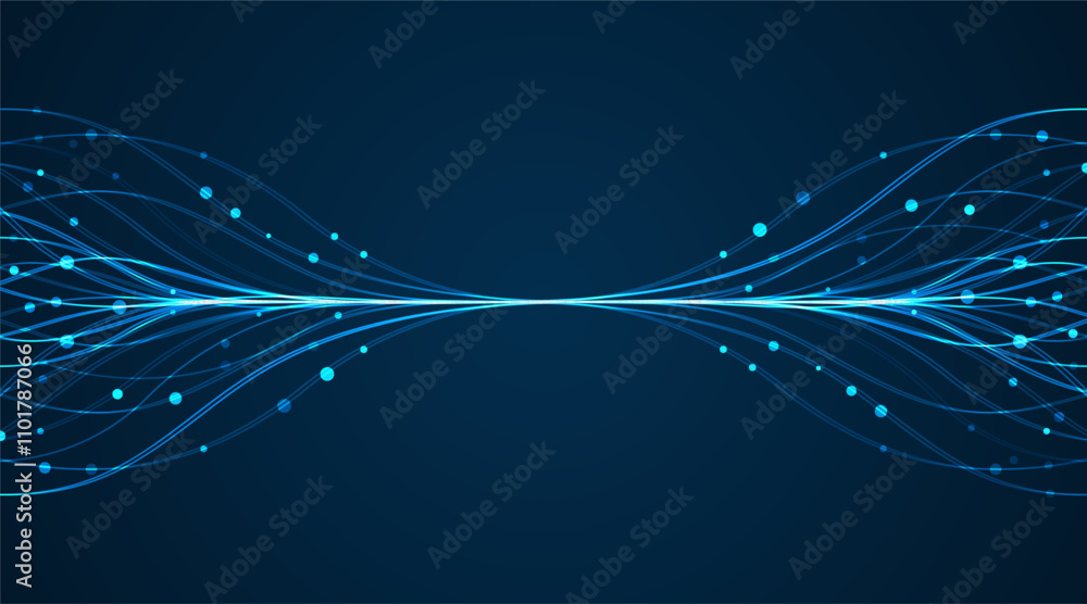 Ai technology. Concept of artificial intelligence. Blue and dots lines. Digital, communication, science, networks