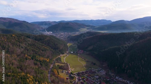 Steinwandklamm gorge. Austria. Top cinematic aerial view to the wild Austrian nature and landscape from above. 4K drone footage. Austrian mountains  photo