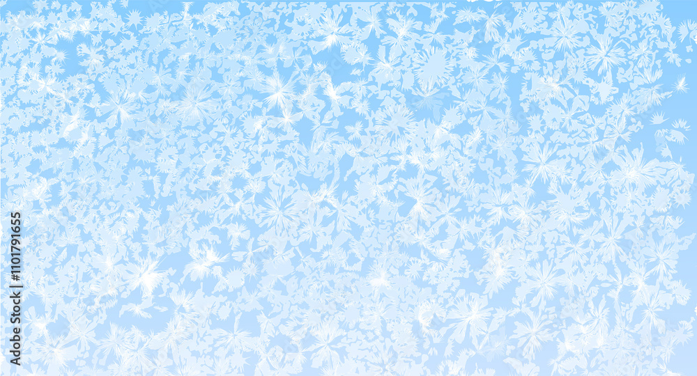 Frozen winter frost background. Abstract icy pattern in white and blue color. Frost-covered glass texture on a chilly winter morning Frozen winter frost background. Abstract icy pattern in white and blue color. Frost-covered glass texture on a chilly winter morning