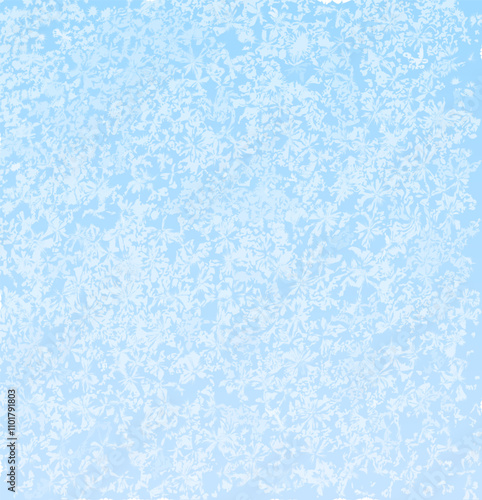 Frosted glass effect for holiday designs. Frozen window vector background. Snowy hoarfrost icy texture for winter-themed decorations, banners and designs