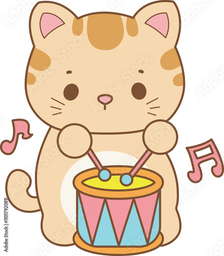 Illustration of cute kitty icon.
Funny cat in daily activities elements.
