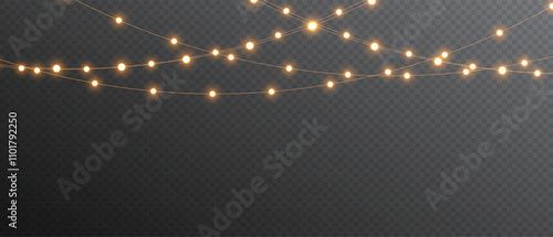 Vector lights on a transparent background. Christmas light PNG. Set of Christmas glowing garlands. For advertising invitations, web banners, postcards. Vector. Christmas decoration, LED lam	
