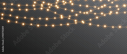 Vector lights on a transparent background. Christmas light PNG. Set of Christmas glowing garlands. For advertising invitations, web banners, postcards. Vector. Christmas decoration, LED lam	
