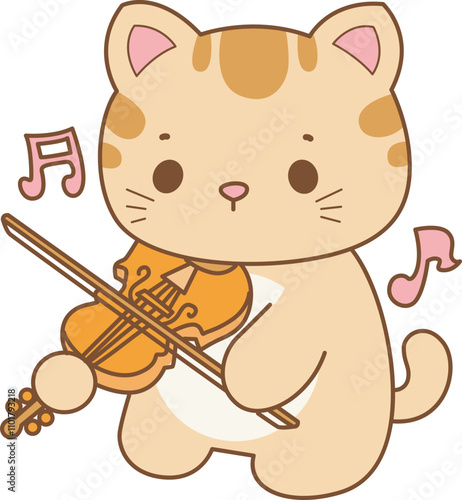 Illustration of cute kitty icon.
Funny cat in daily activities elements.
