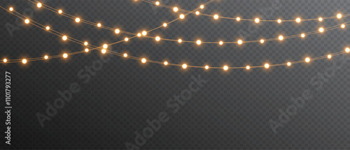 Vector lights on a transparent background. Christmas light PNG. Set of Christmas glowing garlands. For advertising invitations, web banners, postcards. Vector. Christmas decoration, LED lam	
