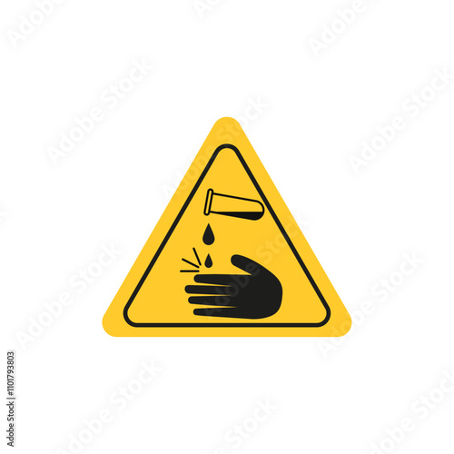Corrosive acid safety sign flat line symbol set.
