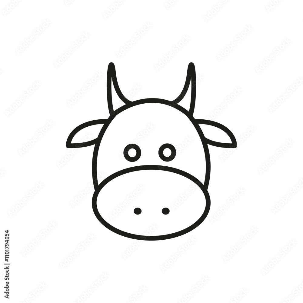 Cow icon flat line symbol set. Cow icon flat line symbol set.