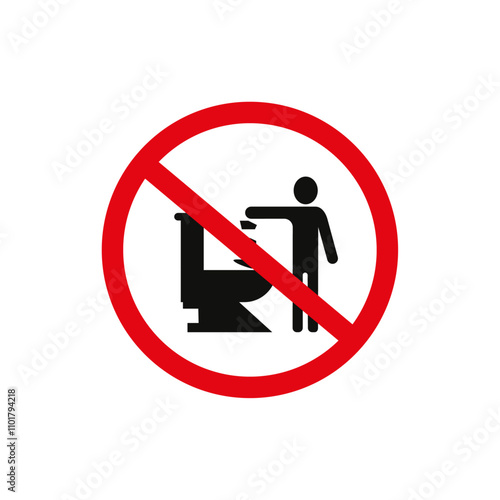 Do not litter in toilet sign flat line symbol set.