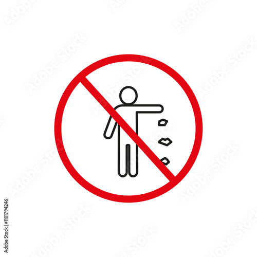 Do not litter sign flat line symbol set.