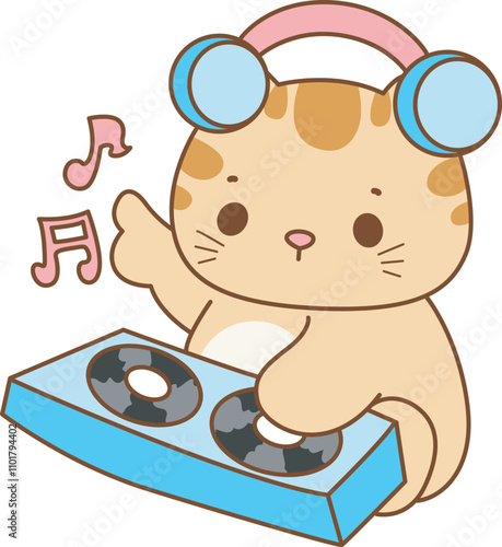 Illustration of cute kitty icon.
Funny cat in daily activities elements.
