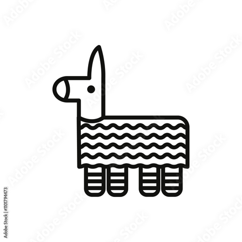 Donkey pinata icon flat line symbol set.